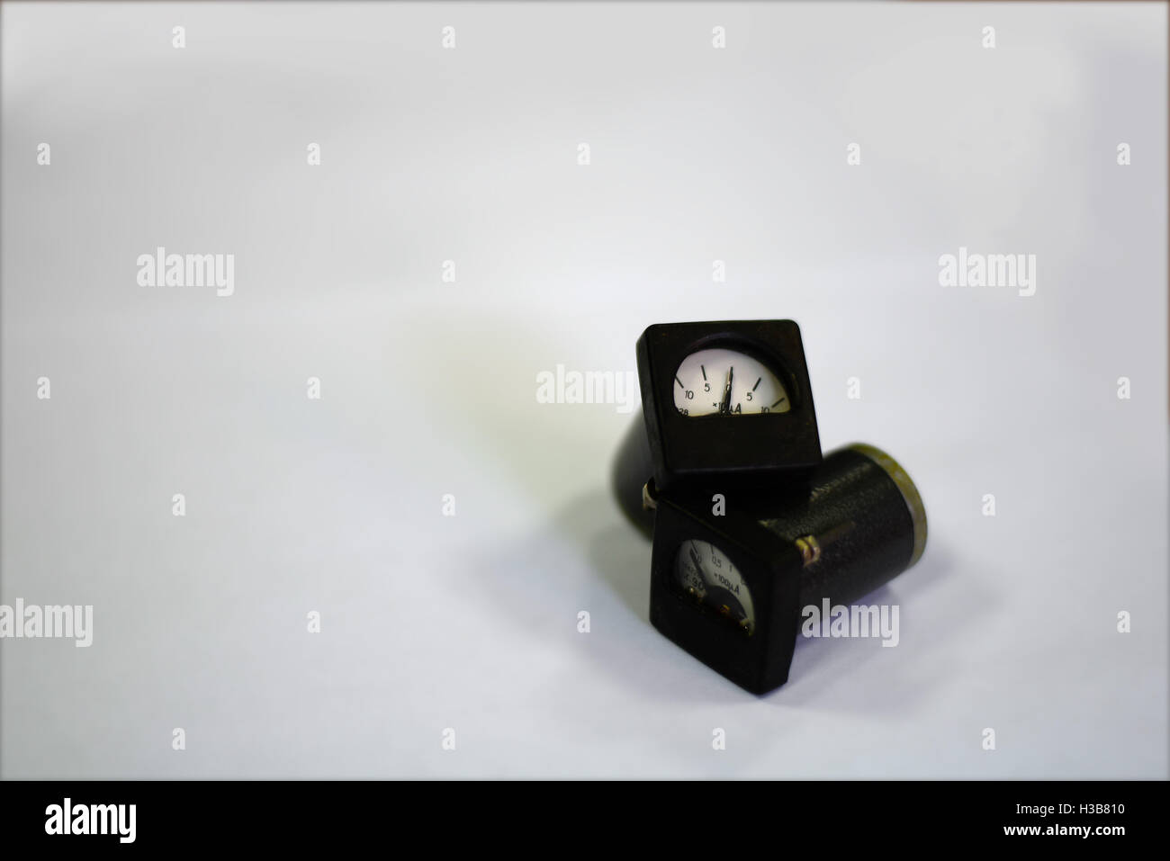 Micro Pointer Instruments Pointer-type microammeter on white background Stock Photo - Alamy