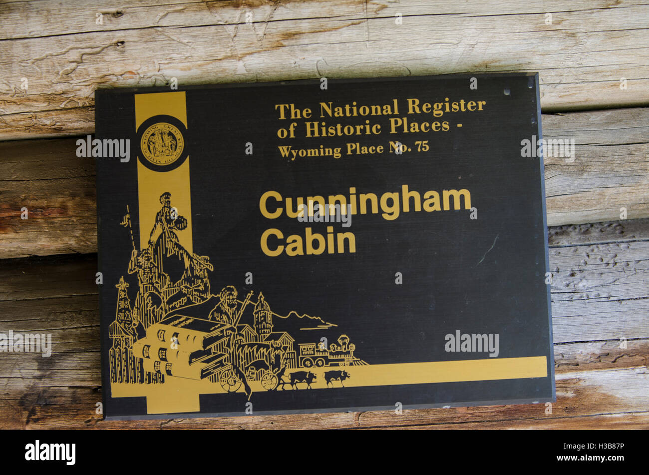 Historic Cunningham Log Cabin Grand Teton National Park, Wyoming, USA. Stock Photo