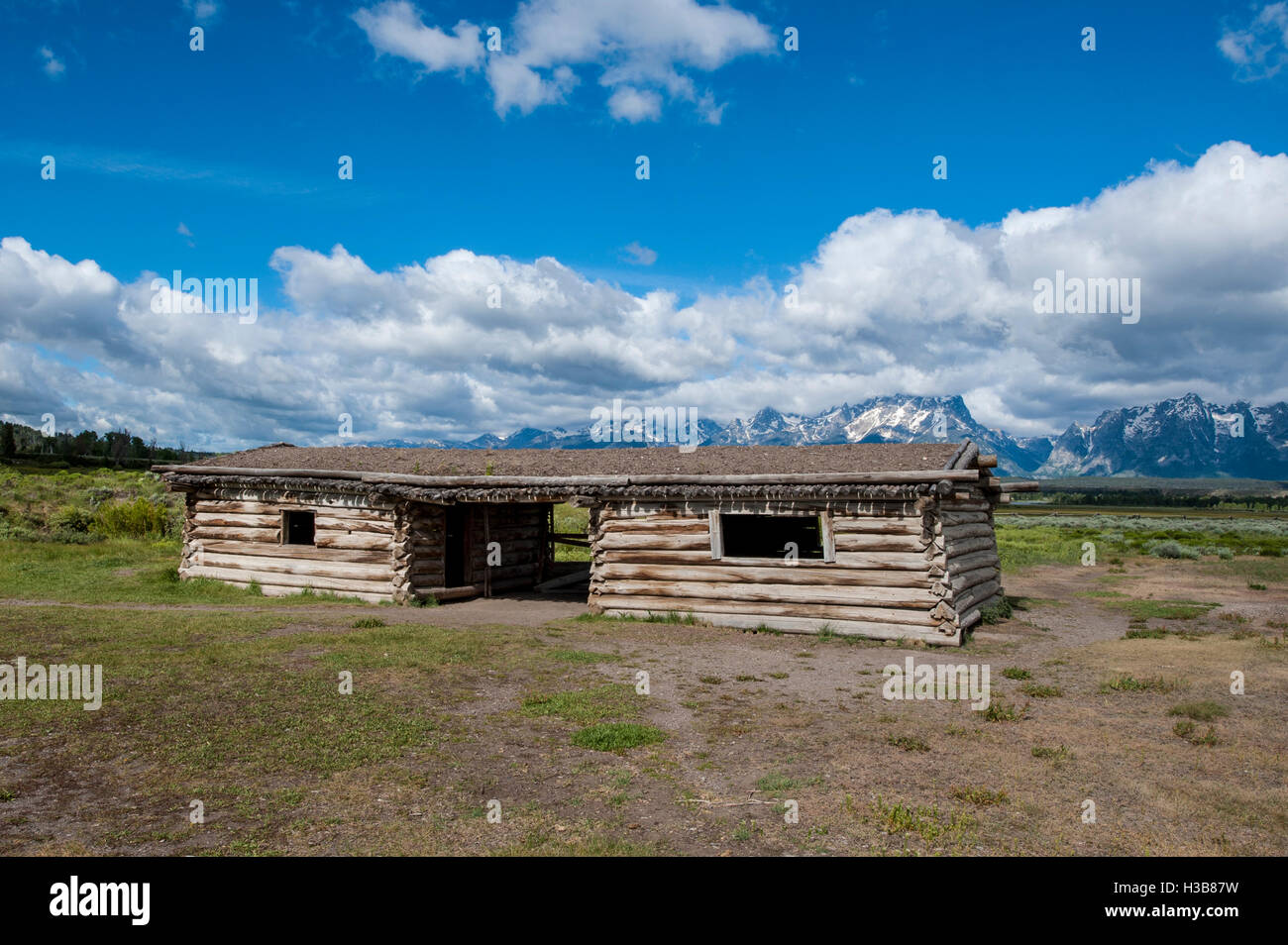 Historic Cunningham Log Cabin Grand Teton National Park, Wyoming, USA. Stock Photo