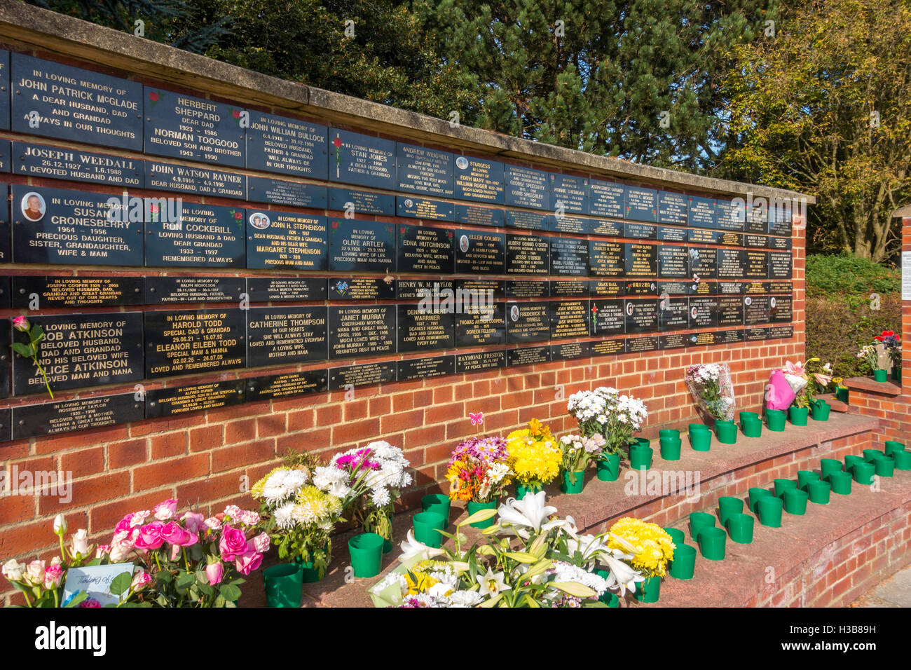 The Wall of Remembrance at the cemetery Acklam Middlesbrough Stock