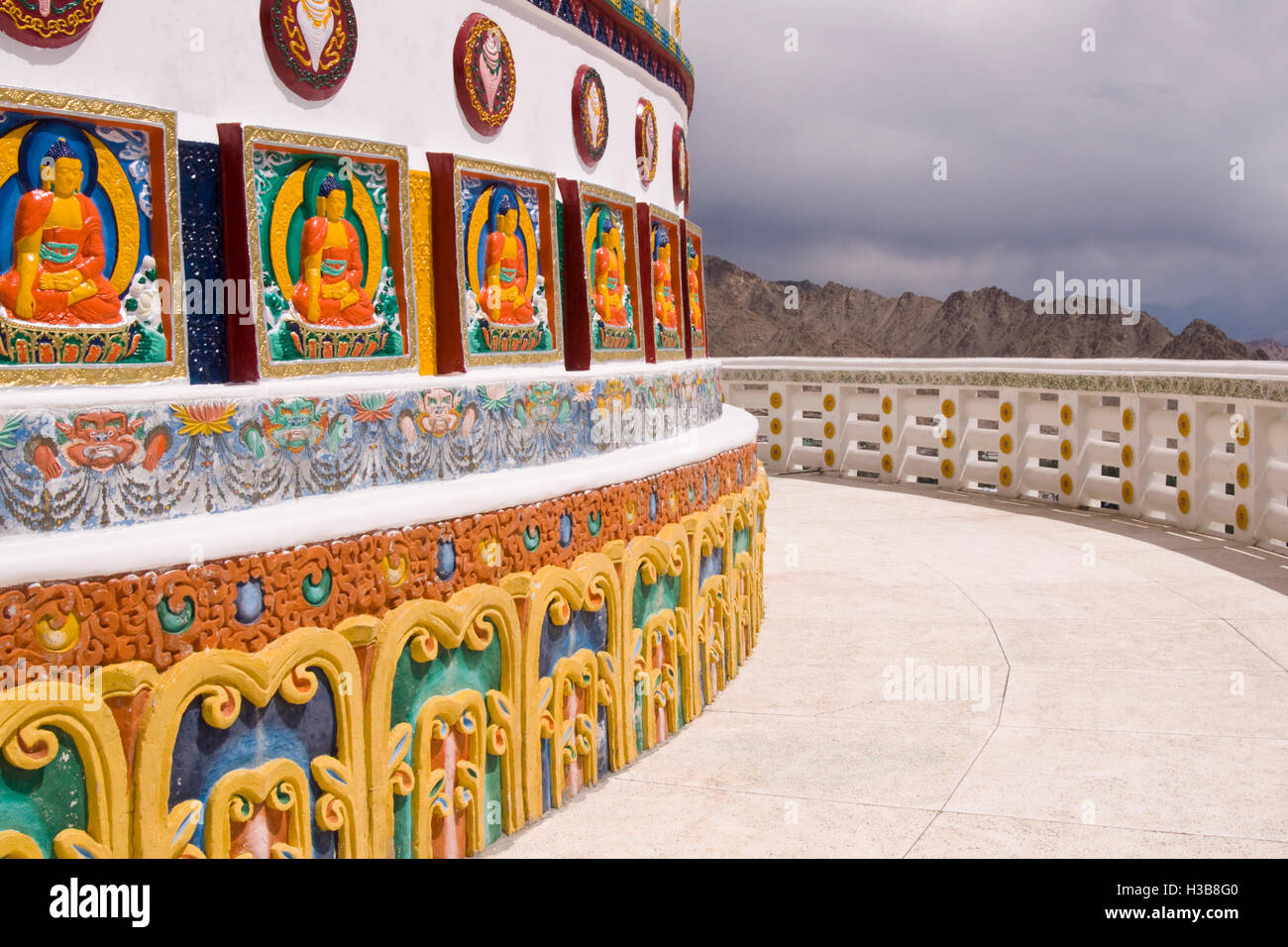 Shanti Stupa in Let, capital of Ladakh, India Stock Photo