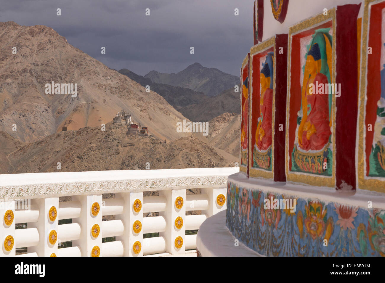 Shanti Stupa in Let, capital of Ladakh, India Stock Photo
