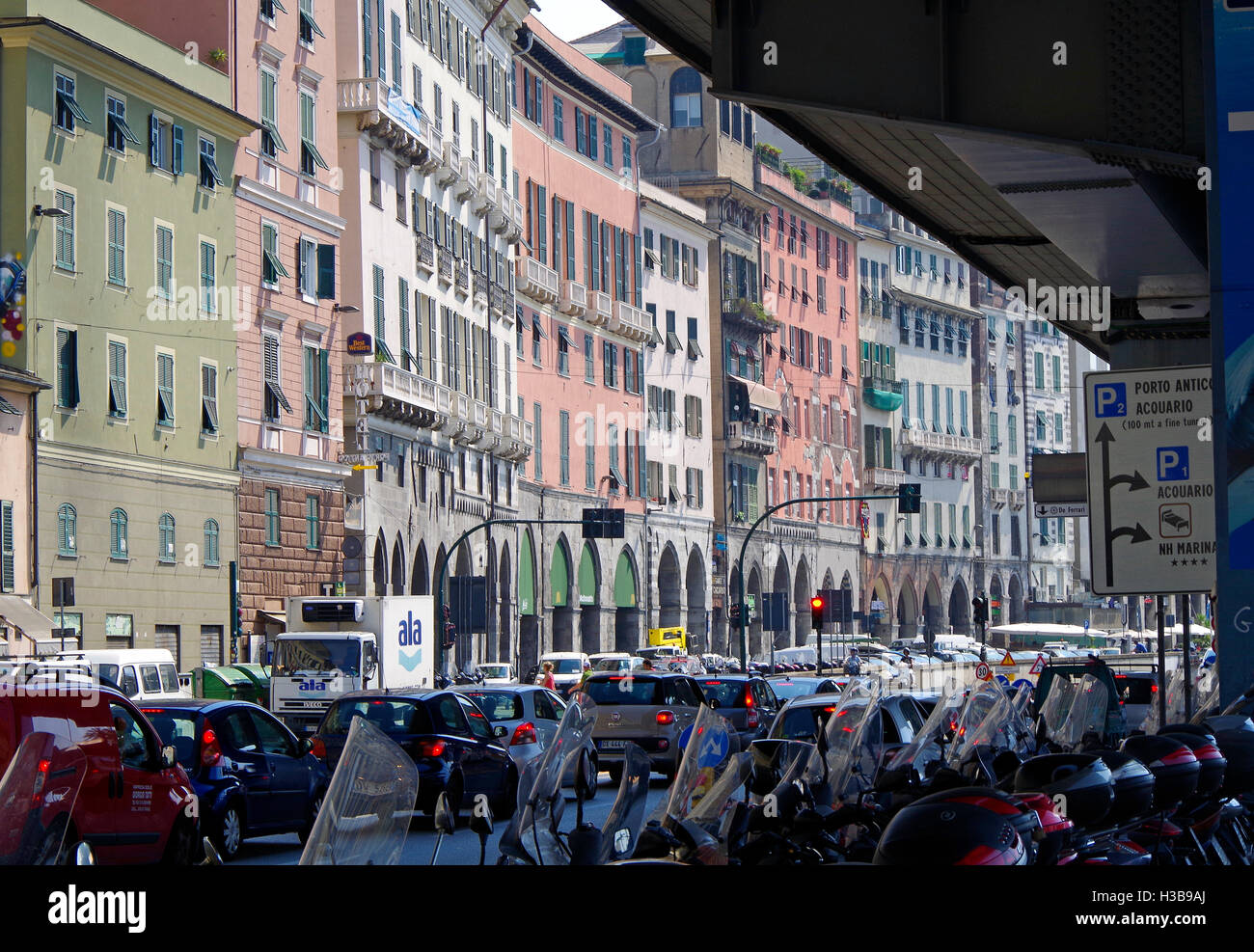 Genoa, Italy, strada sopraelevata Aldo Moro Stock Photo Alamy