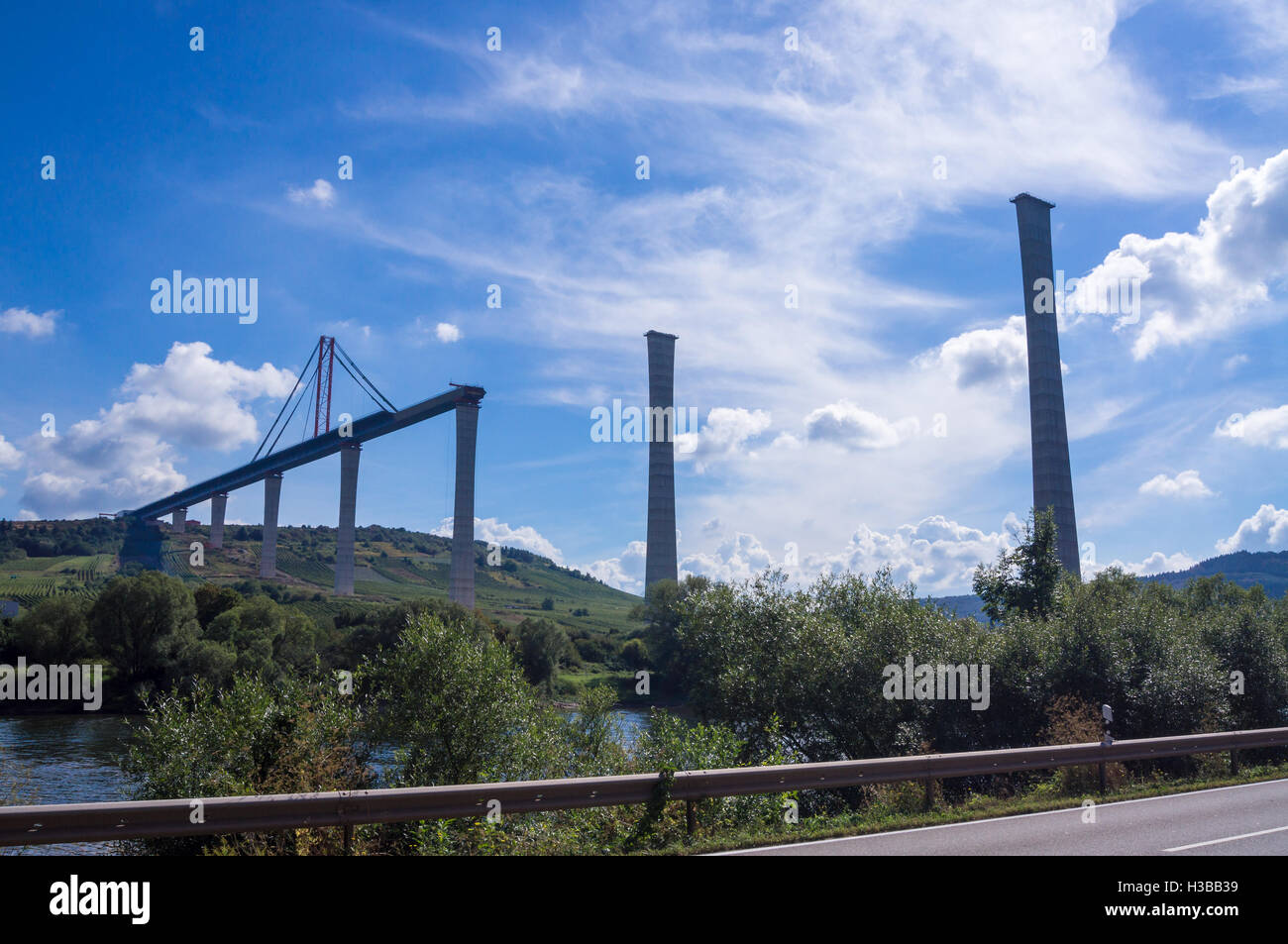 Unfinished Hochmoselübergang B50 motorway bridge, Ürzig, Mosel, Germany Stock Photo