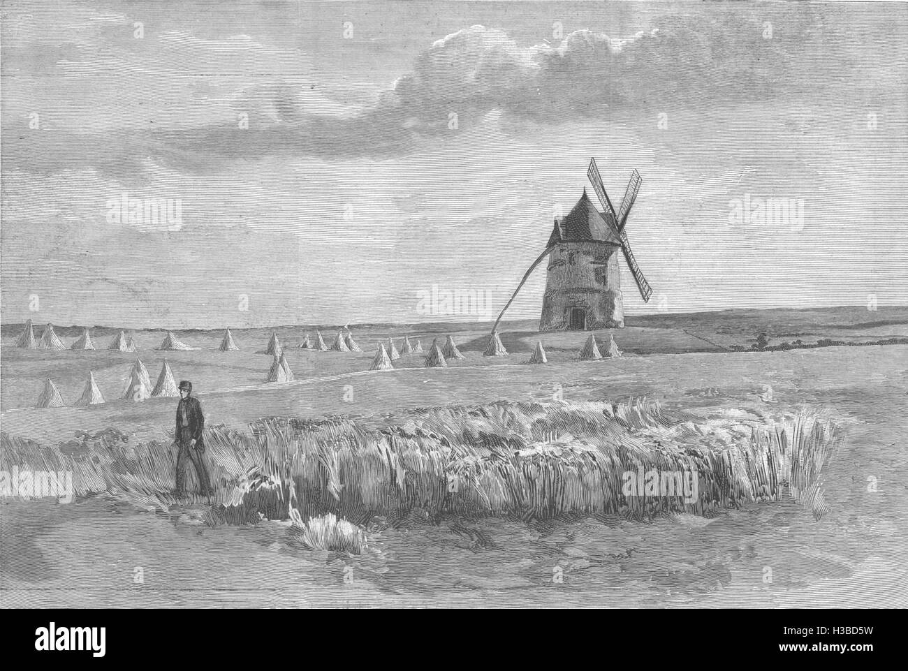FRANCE The Mill at Crecy, showing where the English reserves were posted 1887. The Illustrated London News Stock Photo