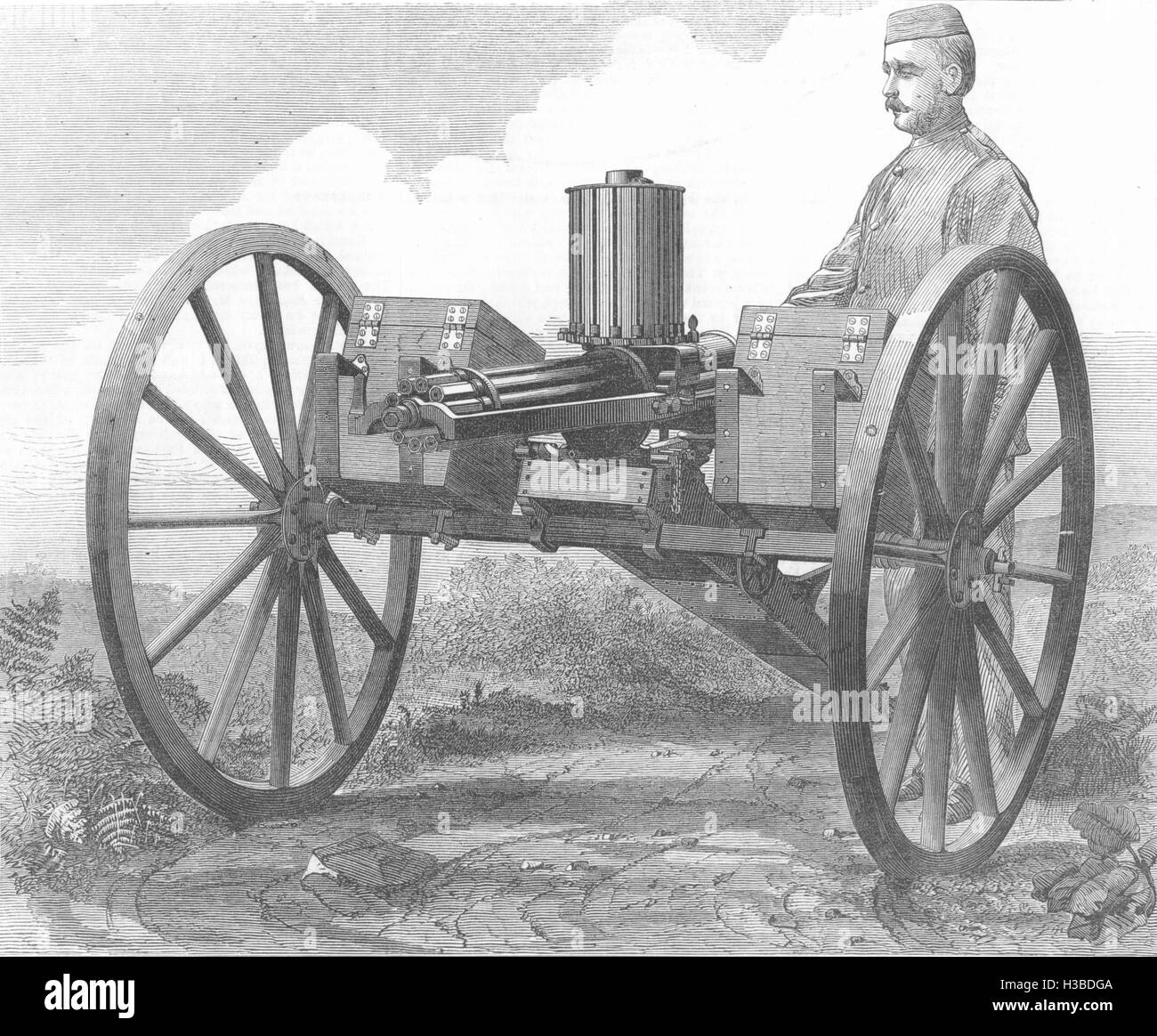 MILITARIA The gatling gun 1872. The Illustrated London News Stock Photo