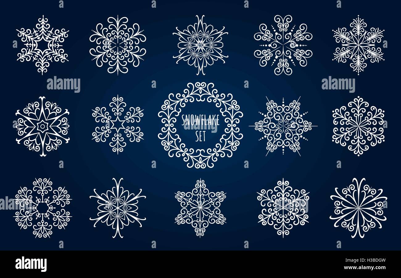 Set of handdrawn Snowflakes. Decorative elements for your Christmas ...
