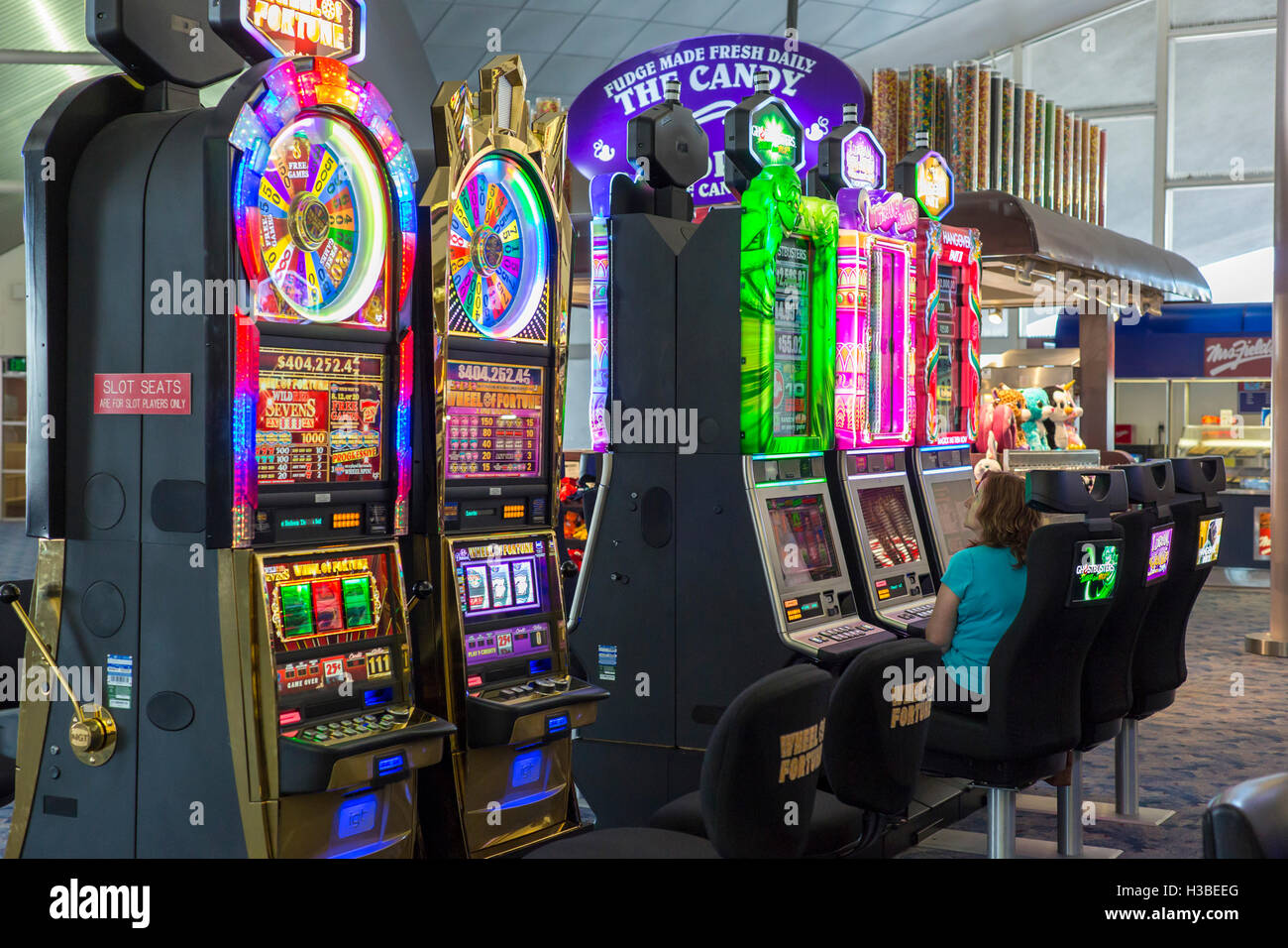 Las Vegas, Nevada - Slot machines at McCarran International Airport. Stock Photo