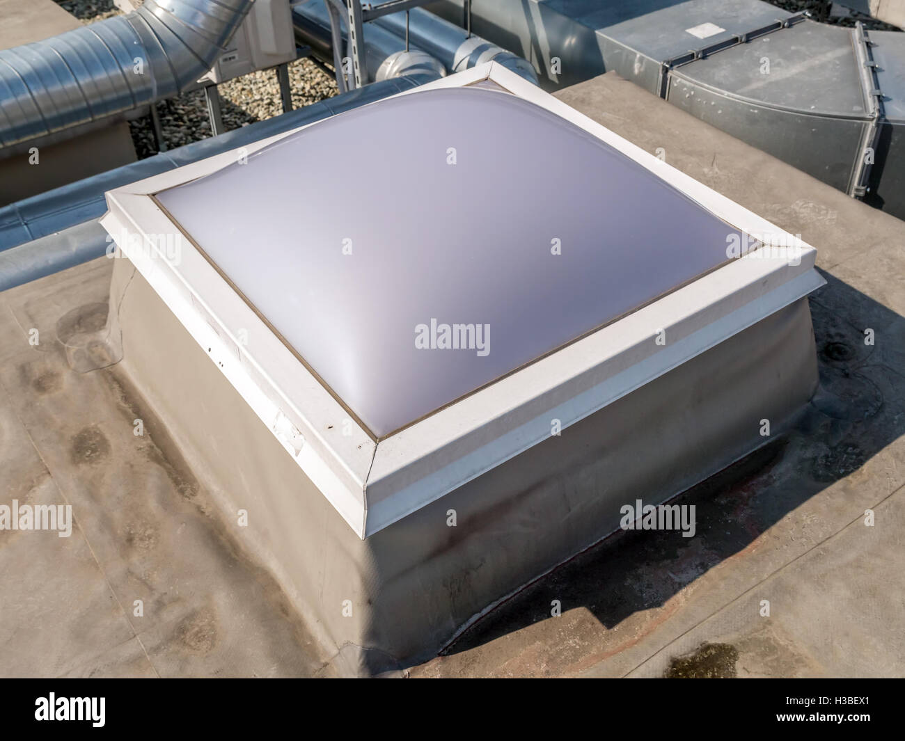 Roof manhole with plastic cover Stock Photo