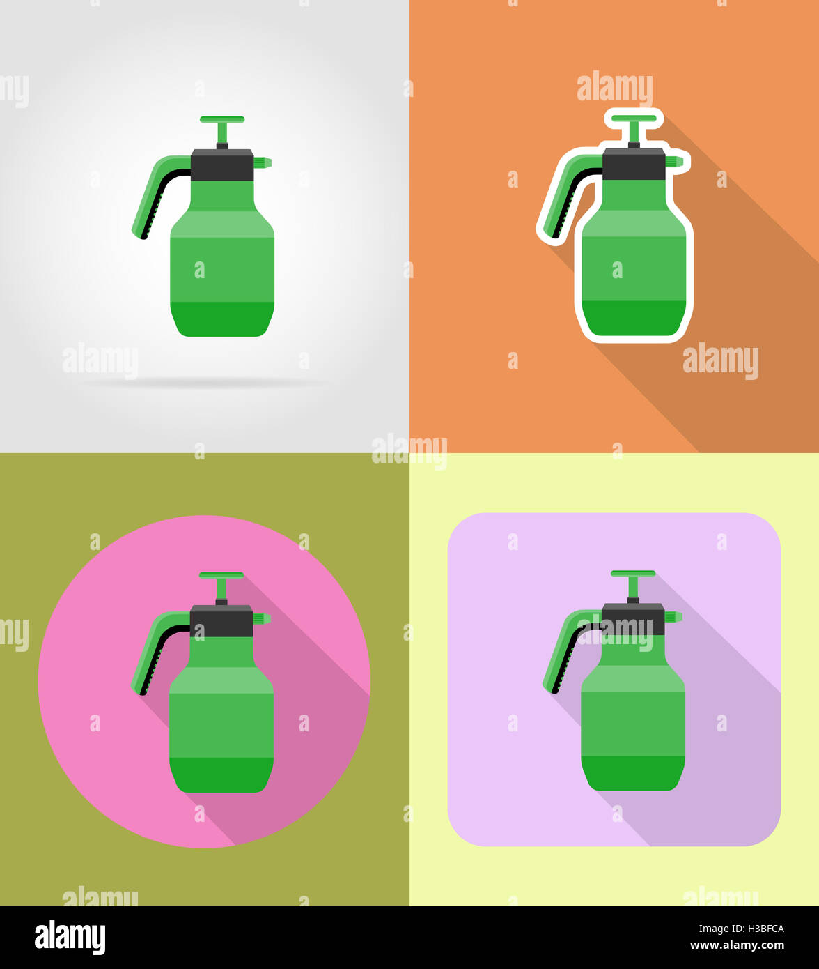 gardening tool sprayer flat icons illustration isolated on background ...