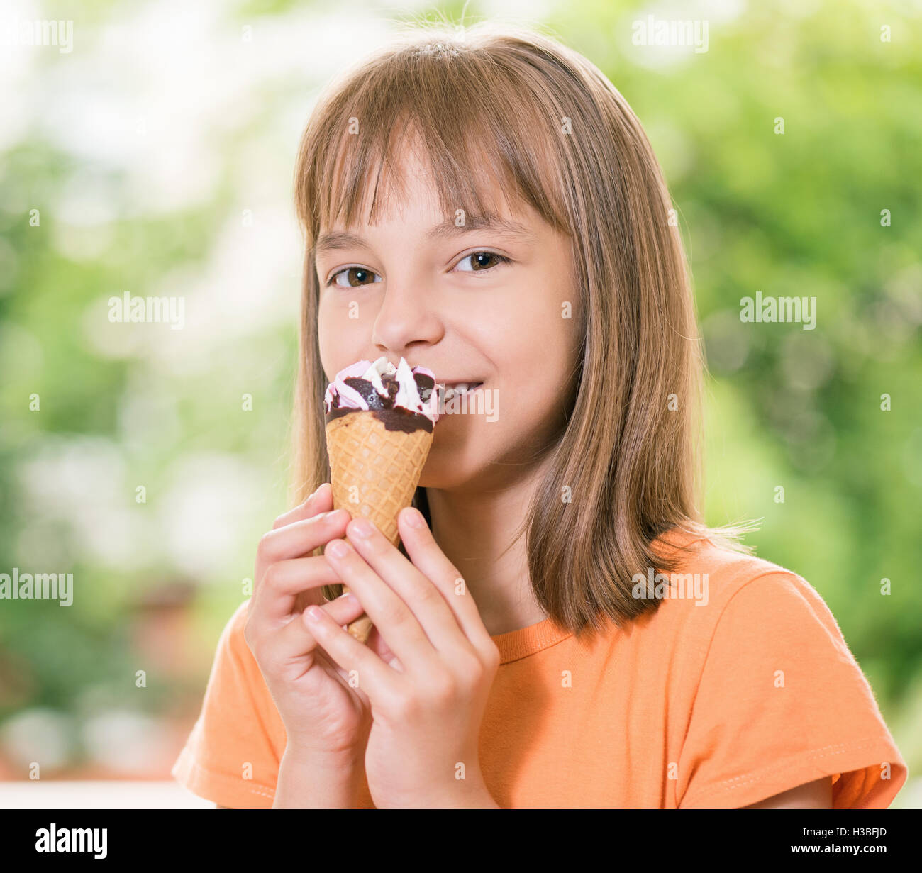 Girl with ice cream Stock Photo