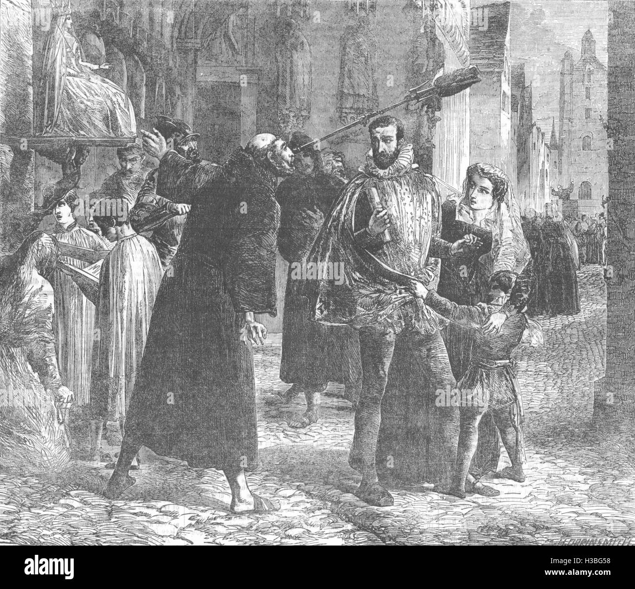 PARIS Time of the Persecution of the Christian Reformers in Paris, in 1559 1854. The Illustrated London News Stock Photo