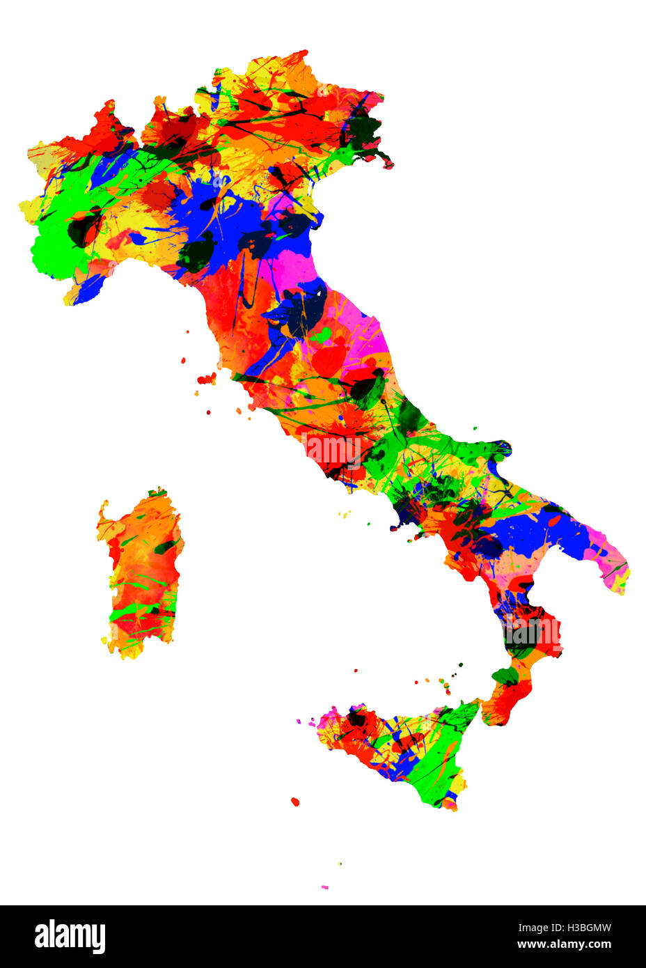 Watercolor Map of Italy Stock Photo Alamy