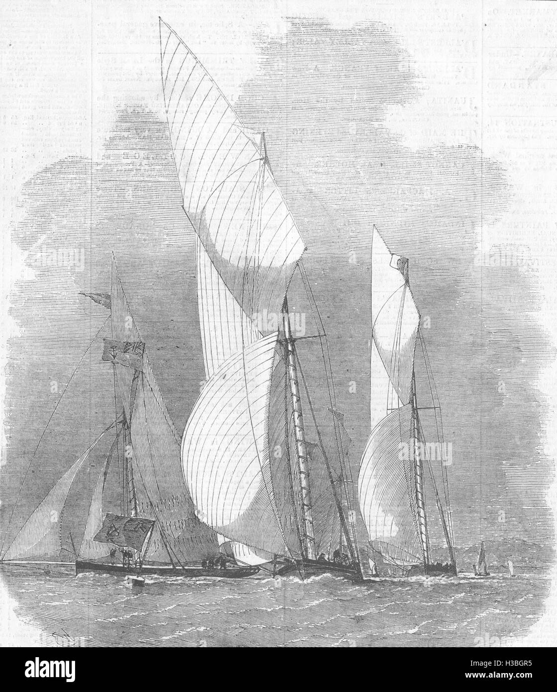 SAILING Royal Thames yacht-club-the Phantom and Marina-close of the match 1855. The Illustrated London News Stock Photo