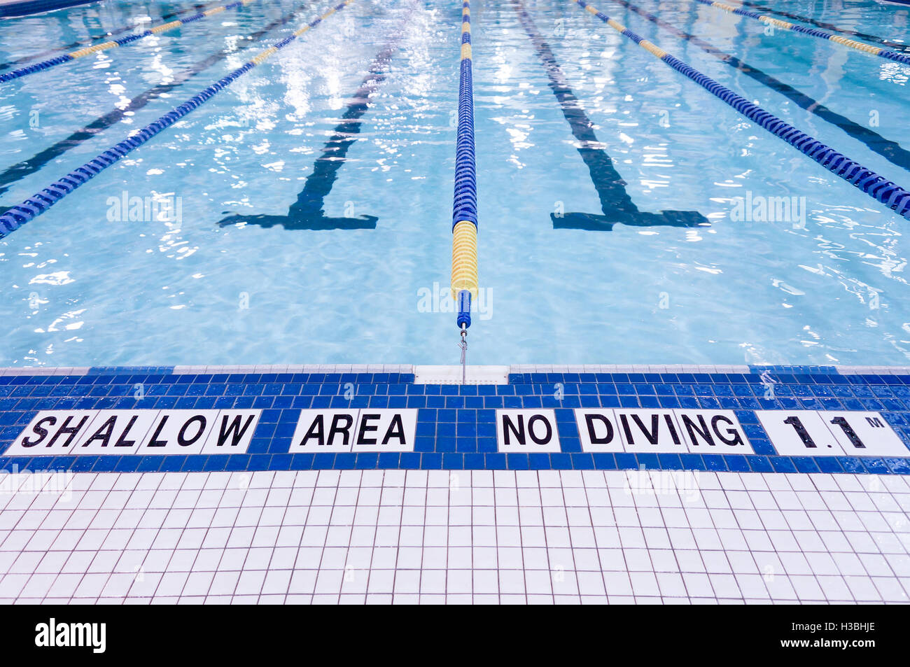 Shallow area of swimming pool, no diving Stock Photo Alamy