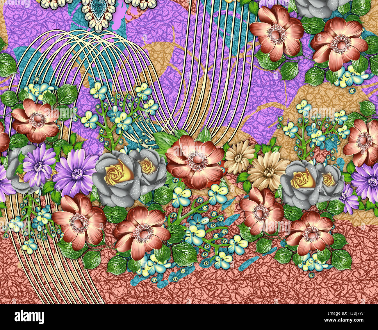 flower spring seamless pattern Stock Photo
