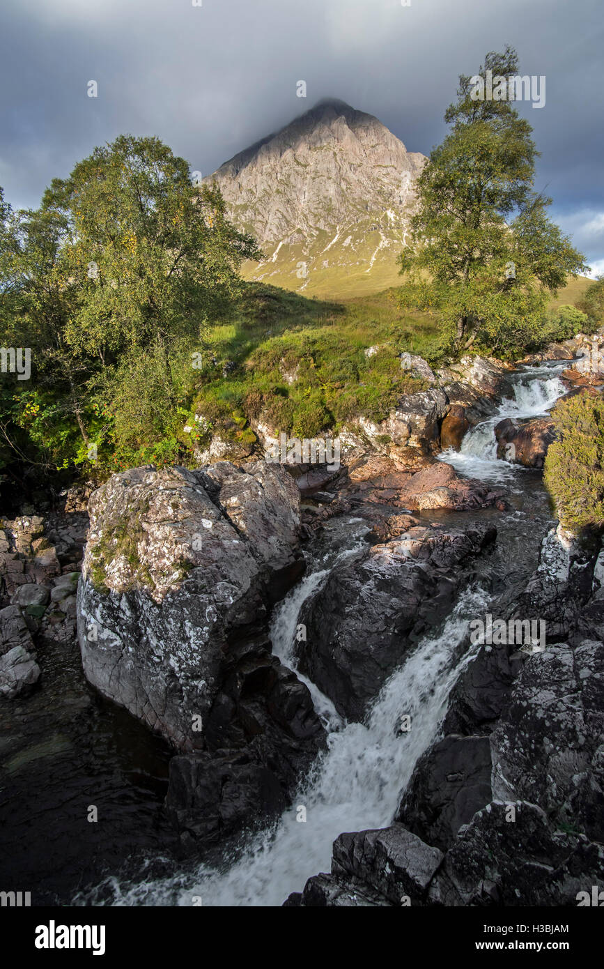 The Scottish mountain Buachaille Etive Mòr in Glen Etive in the Highlands of Scotland, UK Stock Photo