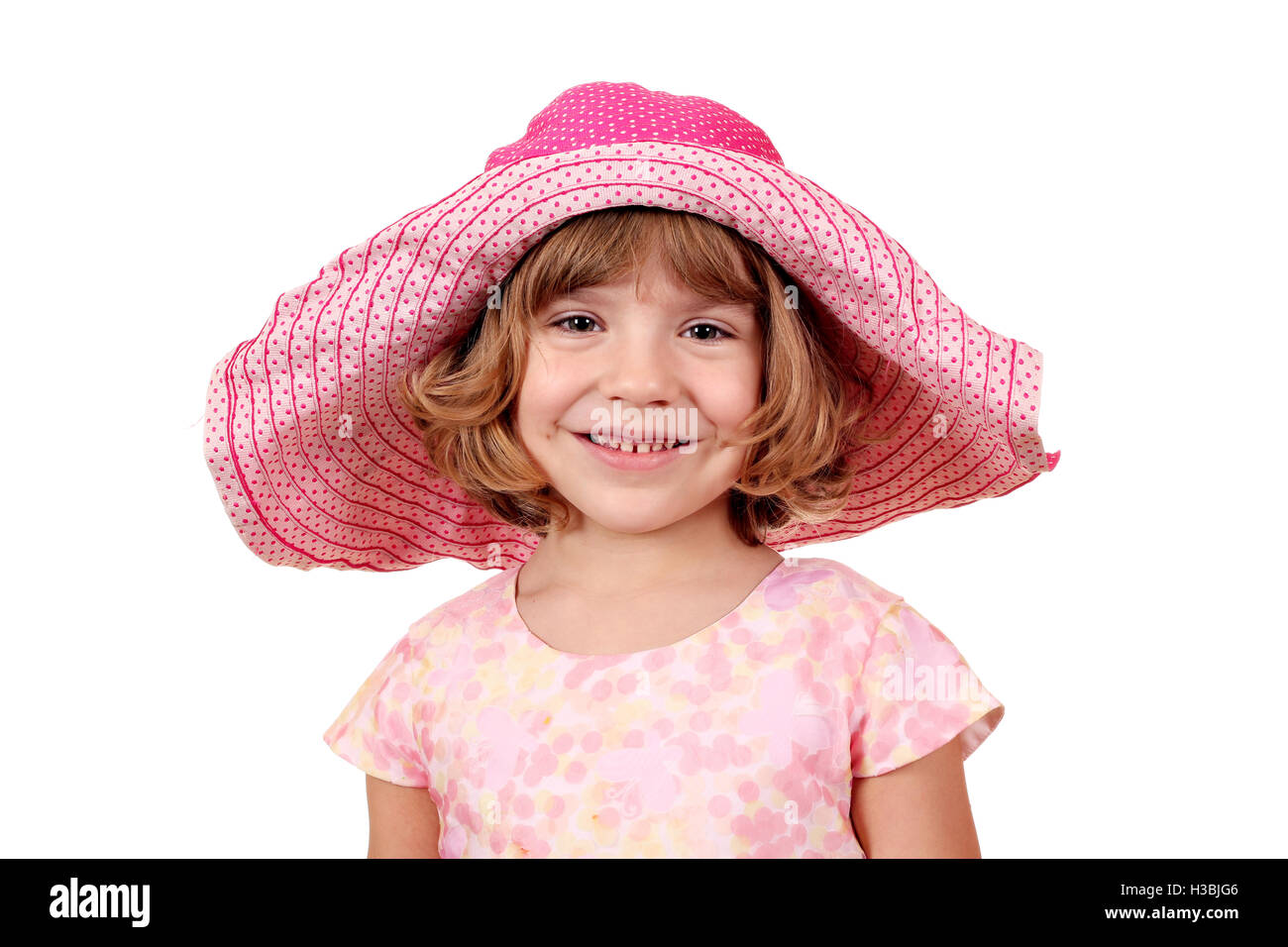 beautiful little girl with big hat portrait on white Stock Photo Alamy
