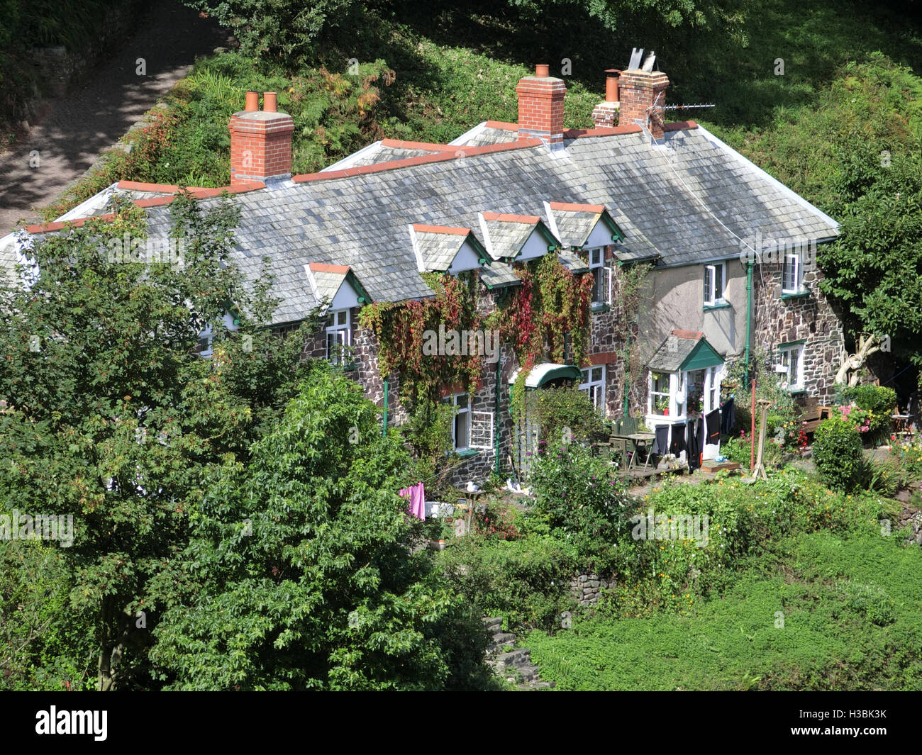 Row of Terraced Cottages or Houses, Clovelly Village, North Devon