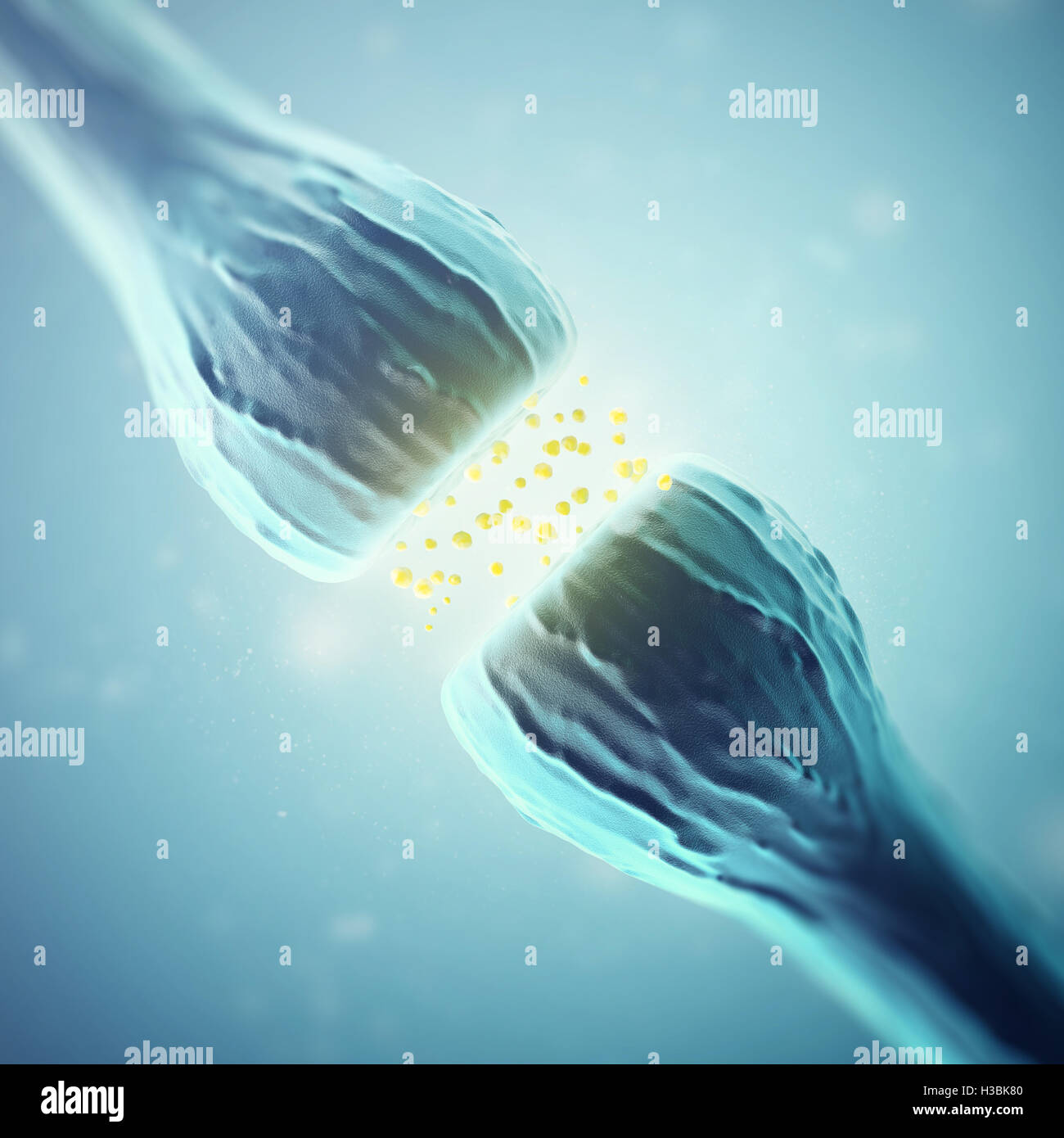 Synapse and Neuron cells sending electrical chemical signals. 3d rendering Stock Photo