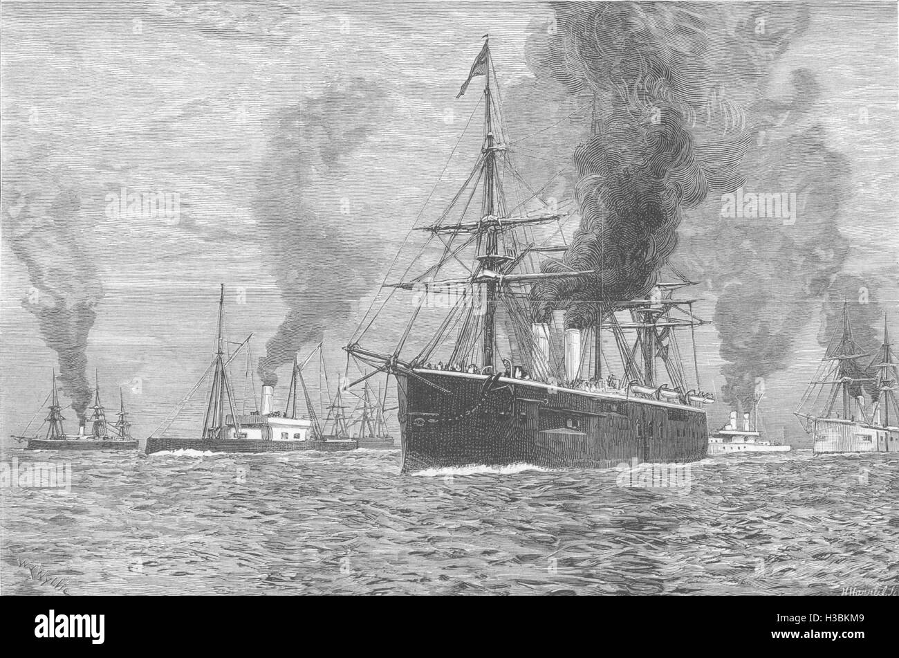 VILLEFRANCHE The British fleet at Villa Franca 1880. The Graphic Stock Photo