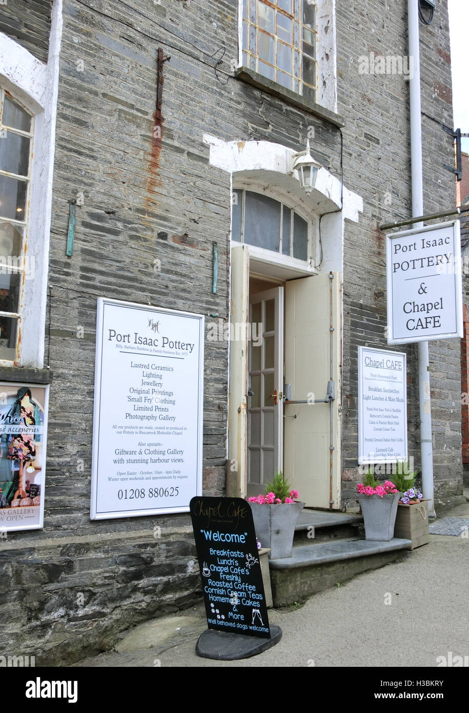 Port Isaac Pottery & Chapel Cafe, Port Isaac, Cornwall, England, UK Stock Photo Alamy