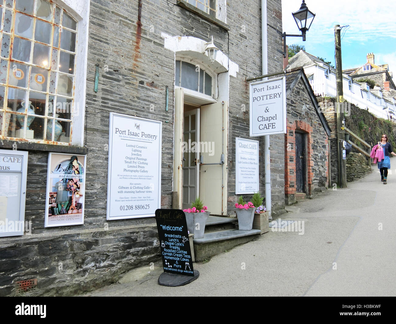 Port Isaac Pottery & Chapel Cafe, Port Isaac, Cornwall, England, UK Stock Photo Alamy