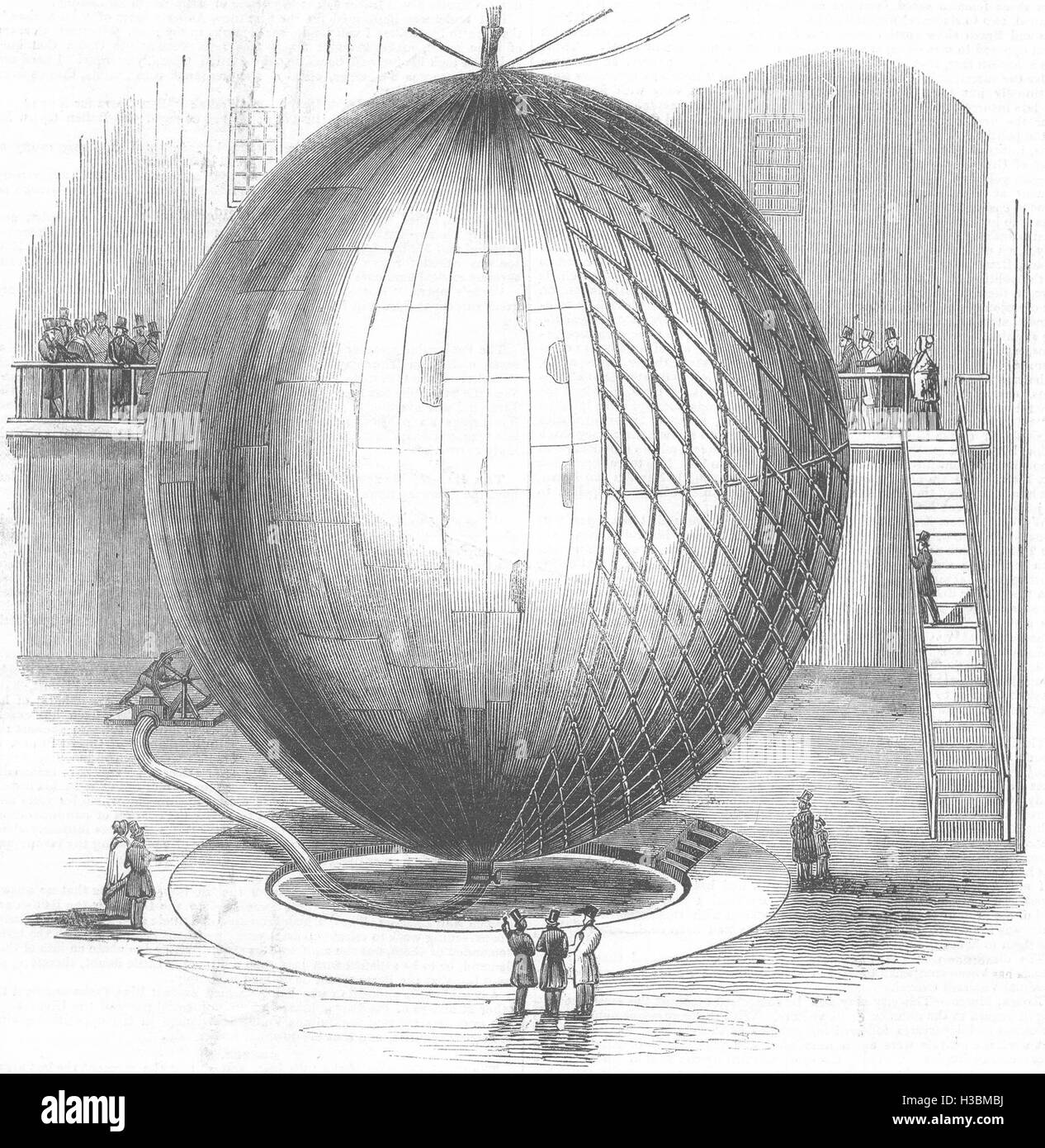 PARIS Immense copper balloon, at Paris 1844. The Illustrated London News Stock Photo