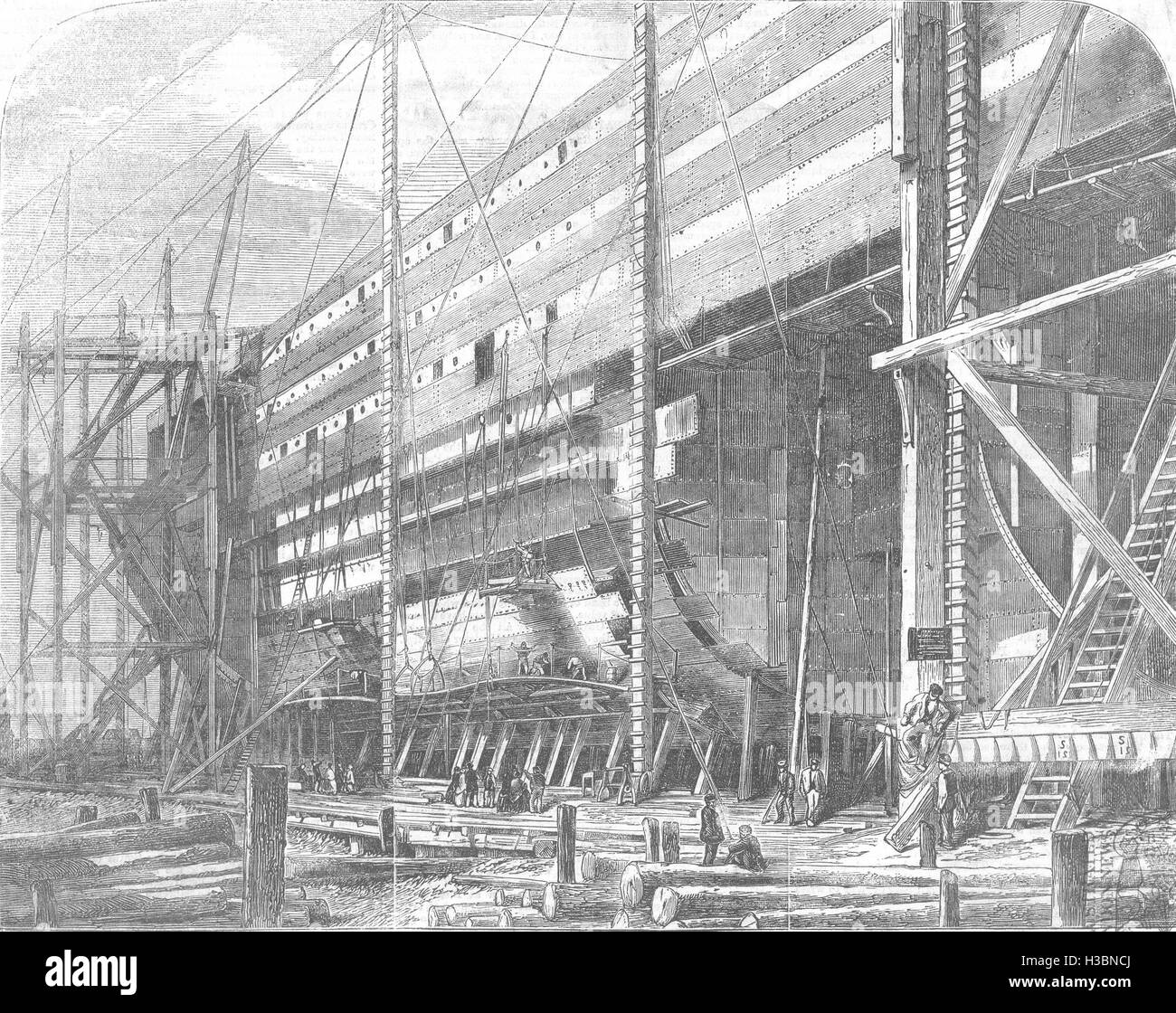 LONDON Great Eastern Ship Construction of Central compartment Millwall 1857. The Illustrated London News Stock Photo