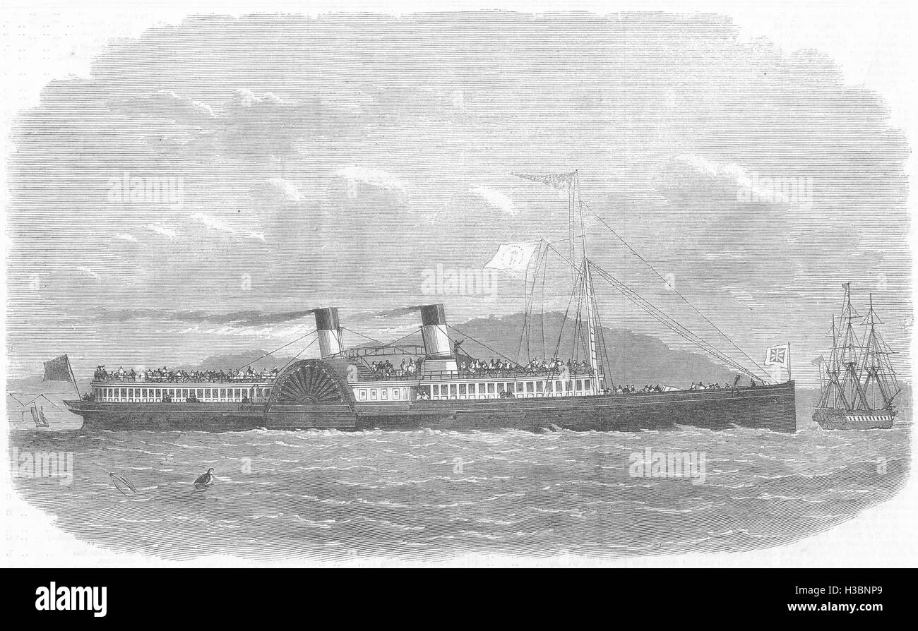 SHIP Saloon steam-packet Co's ship Alexandra, passenger traffic Thames 1865. The Illustrated London News Stock Photo