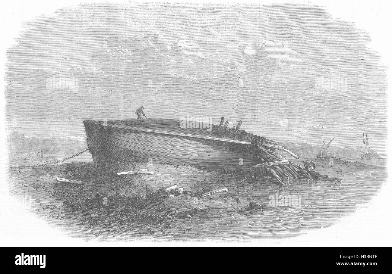 CHESHIRE Wreck of the Lottie Sleigh on the beach at New Ferry, Birkenhead 1864. The Illustrated London News Stock Photo