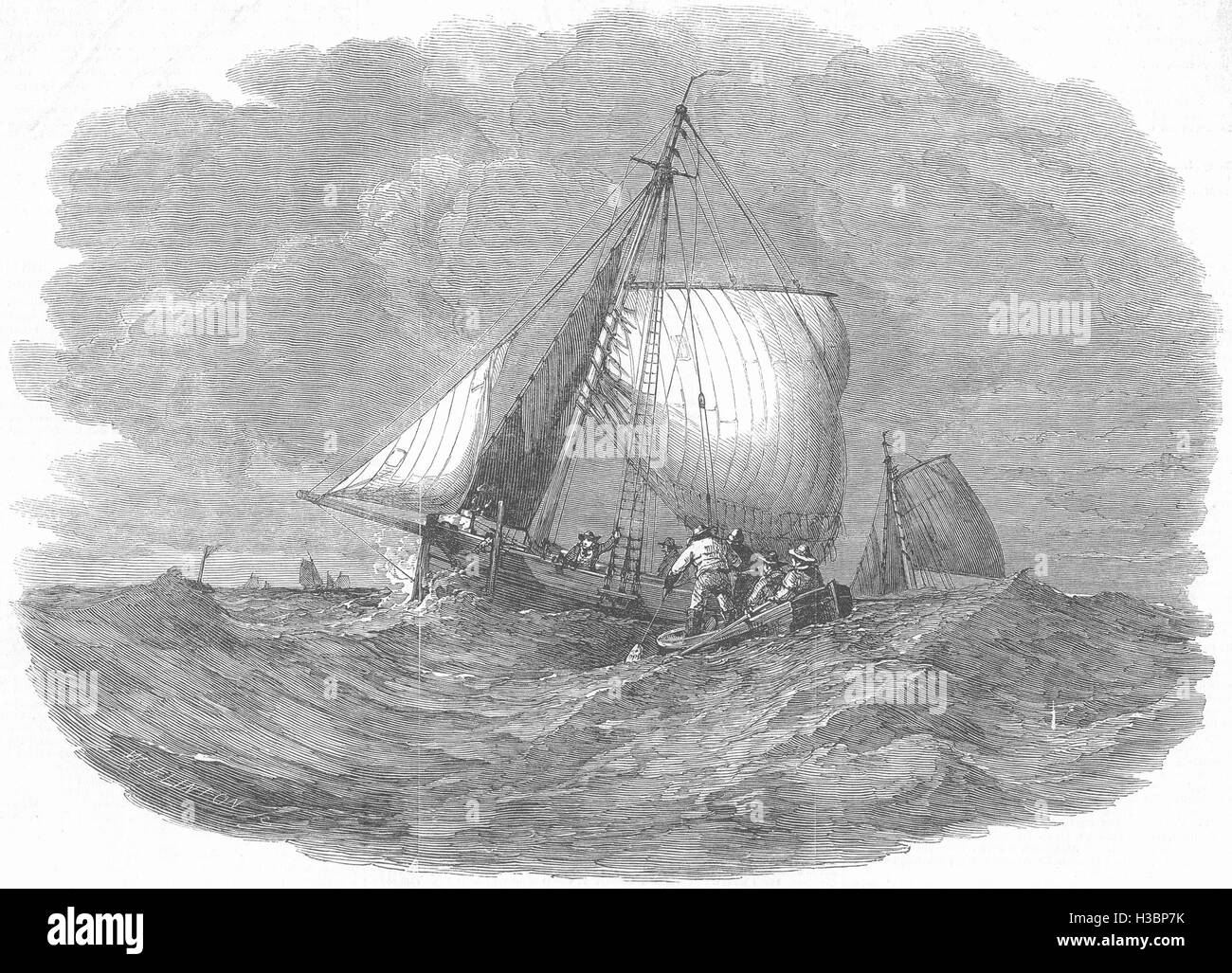 ENGLISH CHANNEL Cod-fishing off the Dogger Bank 1847. The