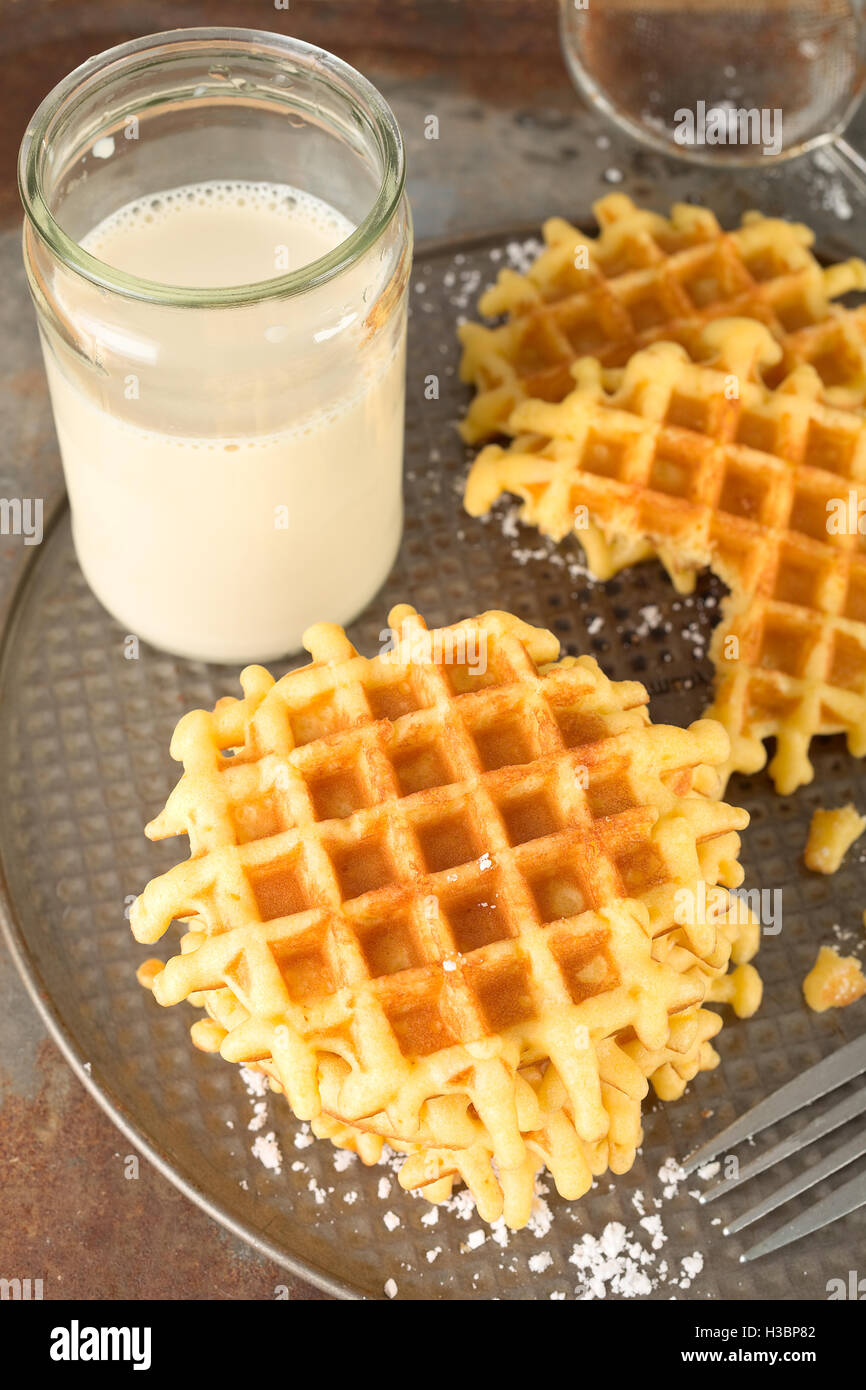 Round Belgian waffle Stock Photo Alamy