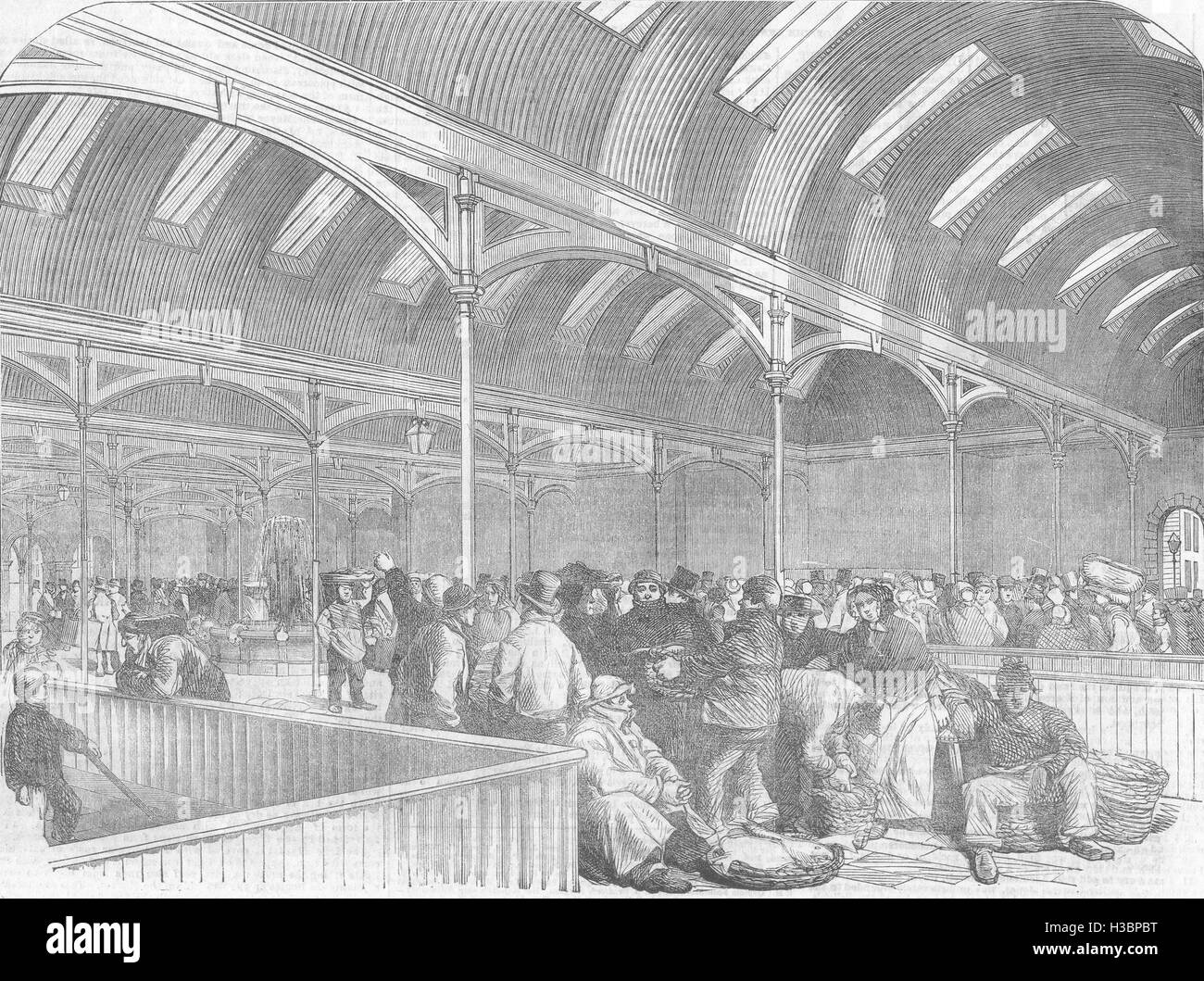 LONDON Billingsgate New Market 1854. The Illustrated London News Stock Photo