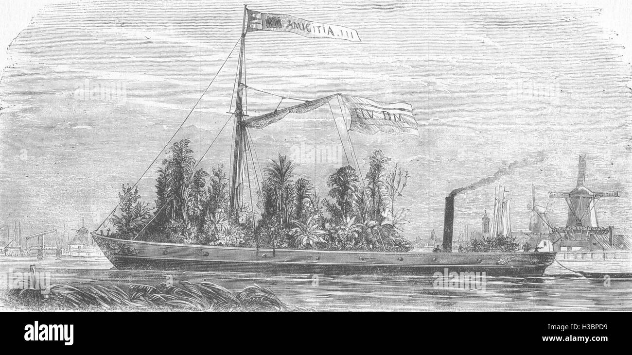 SHIPS Screw steamer for the Conveyance of plants 1860. The Illustrated London News Stock Photo