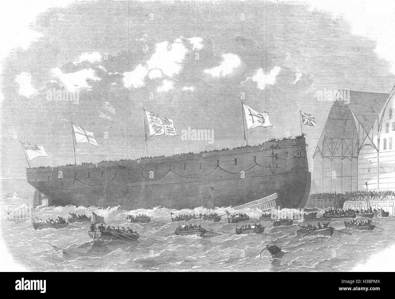 HAMPSHIRE Our Ironclad fleet Launch Royal Alfredship at Portsmouth
