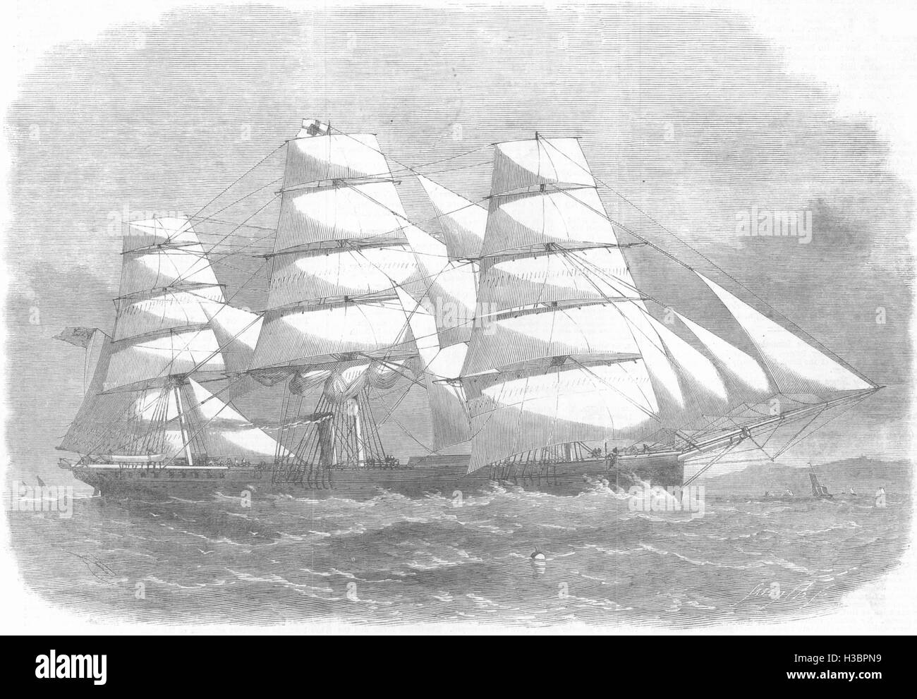 LONDON New Iron Ship, built for Australian trade, money Wigram Blackwall 1864. The Illustrated London News Stock Photo