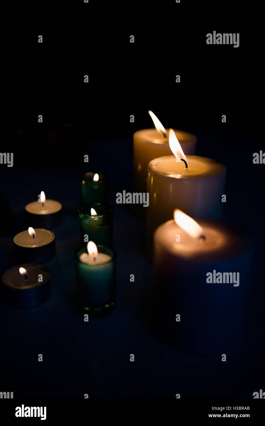 Lit Candles Arranged In Row Stock Photo Alamy Lit Candles Arranged In Row Stock Photo Alamy