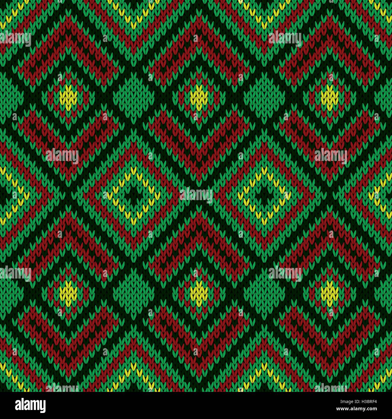 Ornamental ethnic knitting seamless vector pattern as a knitted fabric ...