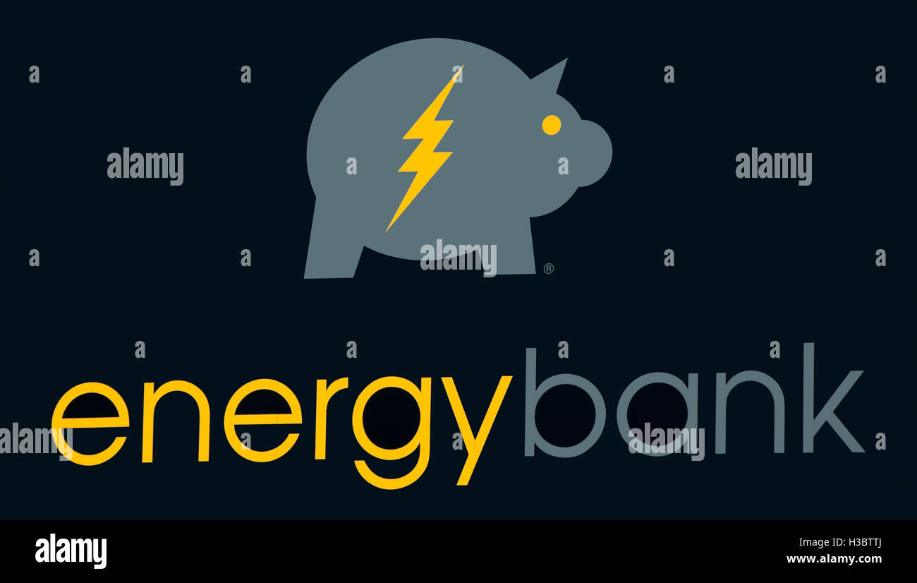 Logo of Energy Bank, energy efficiency consultant and LED lighting company, Manitowoc, Wisconsin Stock Photo