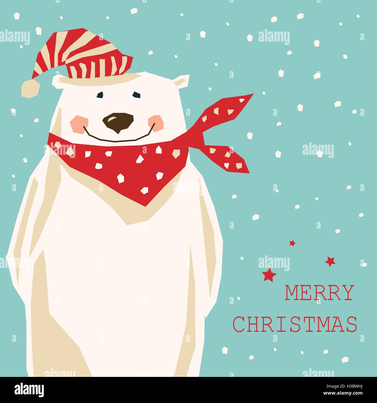 Christmas card with polar bear Stock Vector Image & Art - Alamy