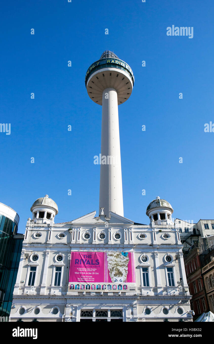 The Liverpool Playhouse & City Tower, a theatre in Williamson Square in the city of Liverpool, Merseyside, England. Stock Photo