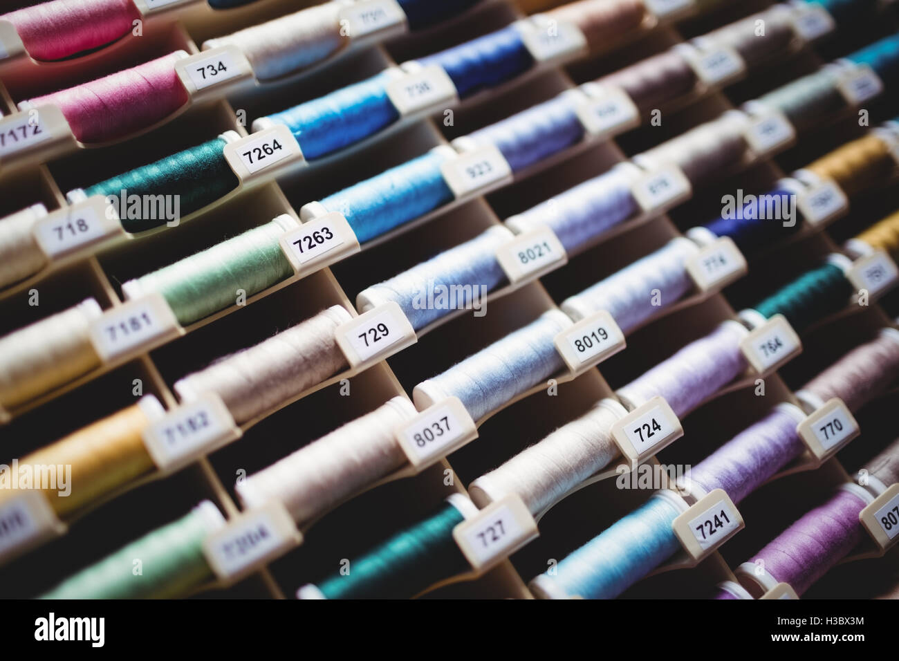 Colorful spools of thread Stock Photo