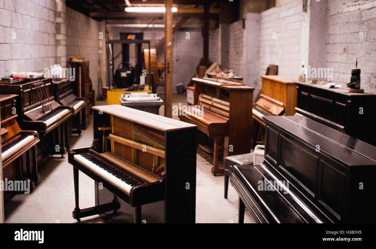 Pianos at workshop Stock Photo