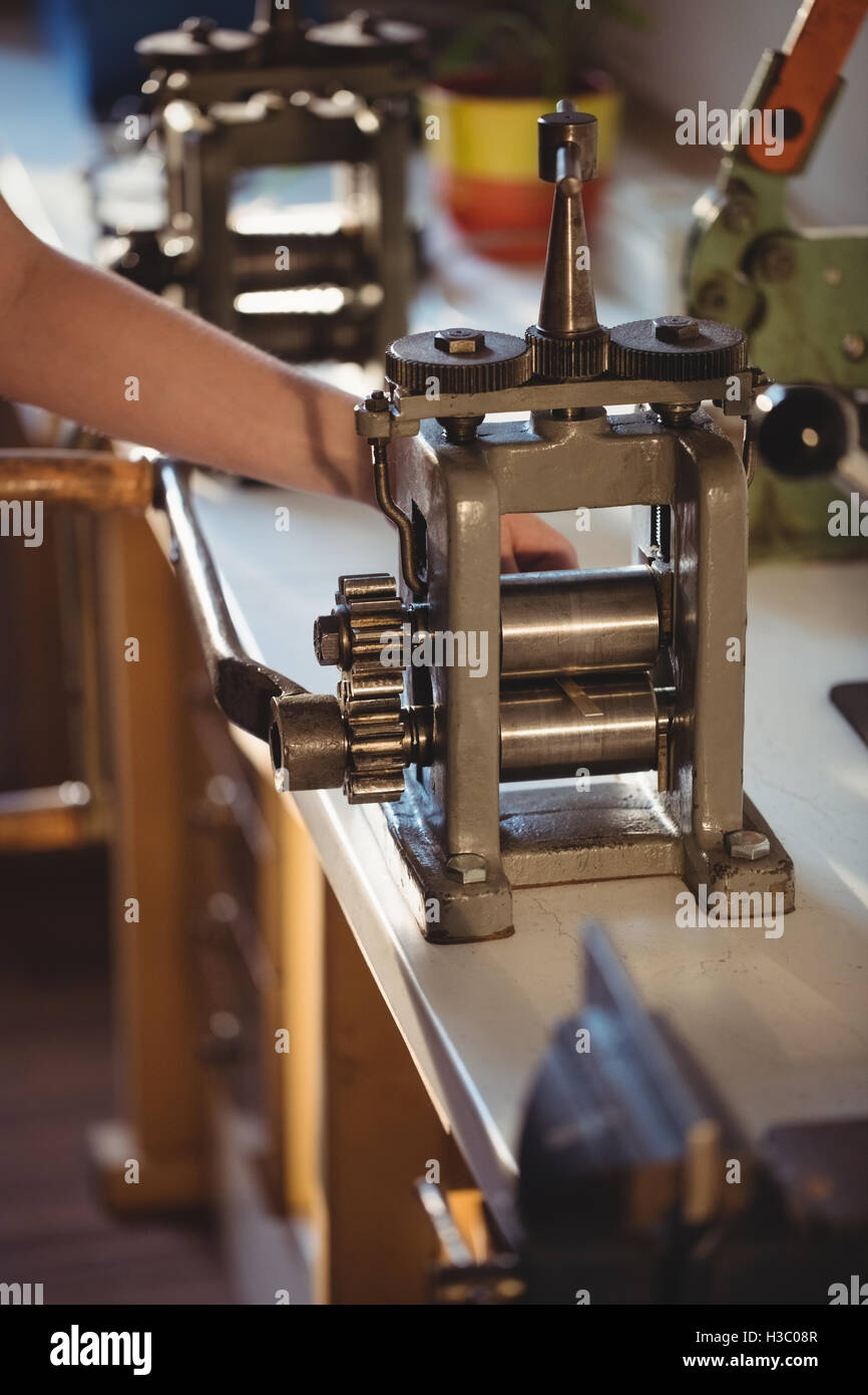 Closeup of hand rolling mill Stock Photo Alamy