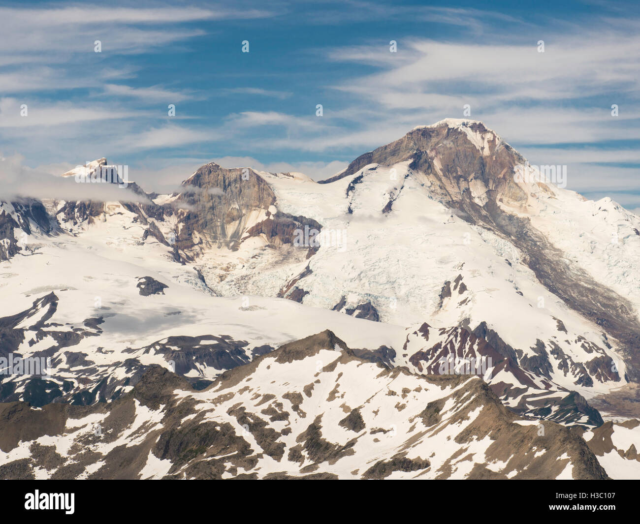 Aerial view of the Iliamna Volcano. Lake Clark National Park, Alaska. Stock Photo