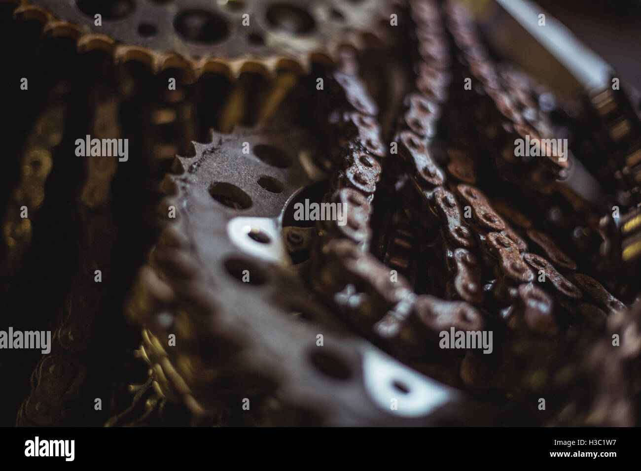 Chains of motorcycle Stock Photo Alamy
