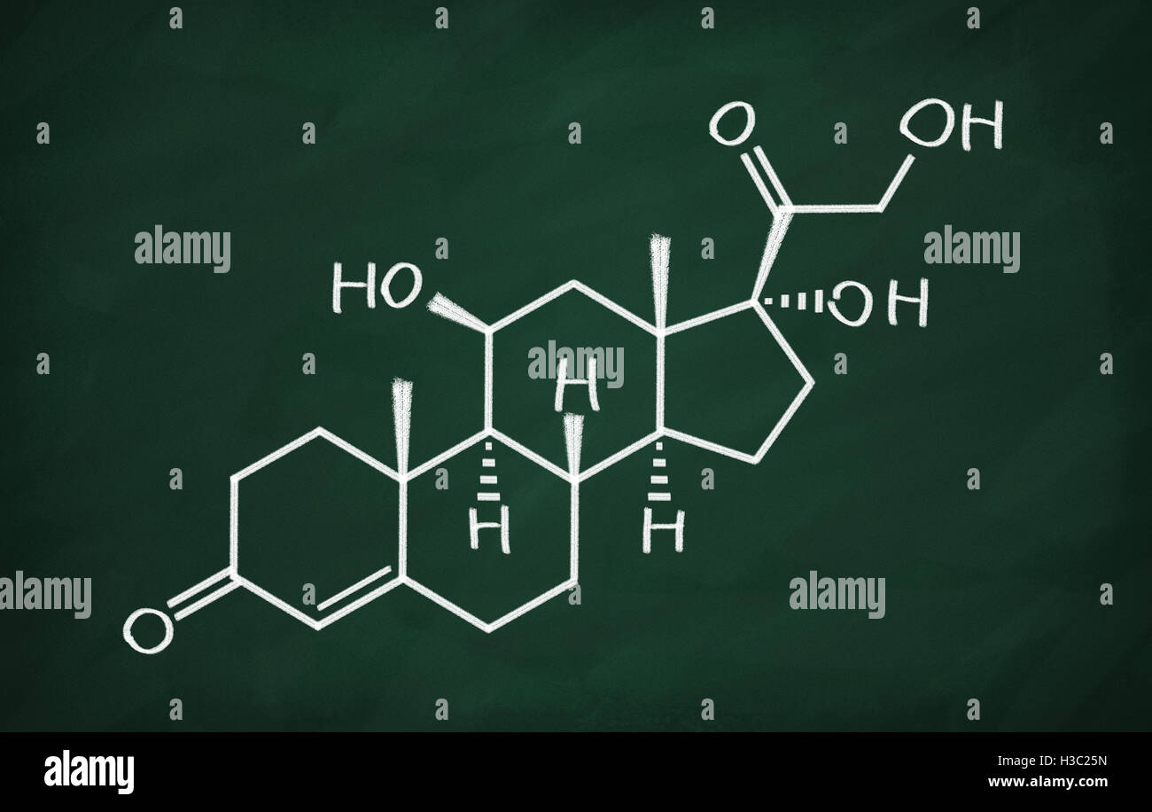 Structural model of Cortisol on the blackboard Stock Photo - Alamy