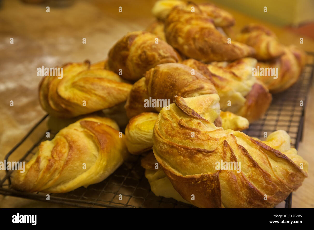 Domestic baking - home made croissants Stock Photo