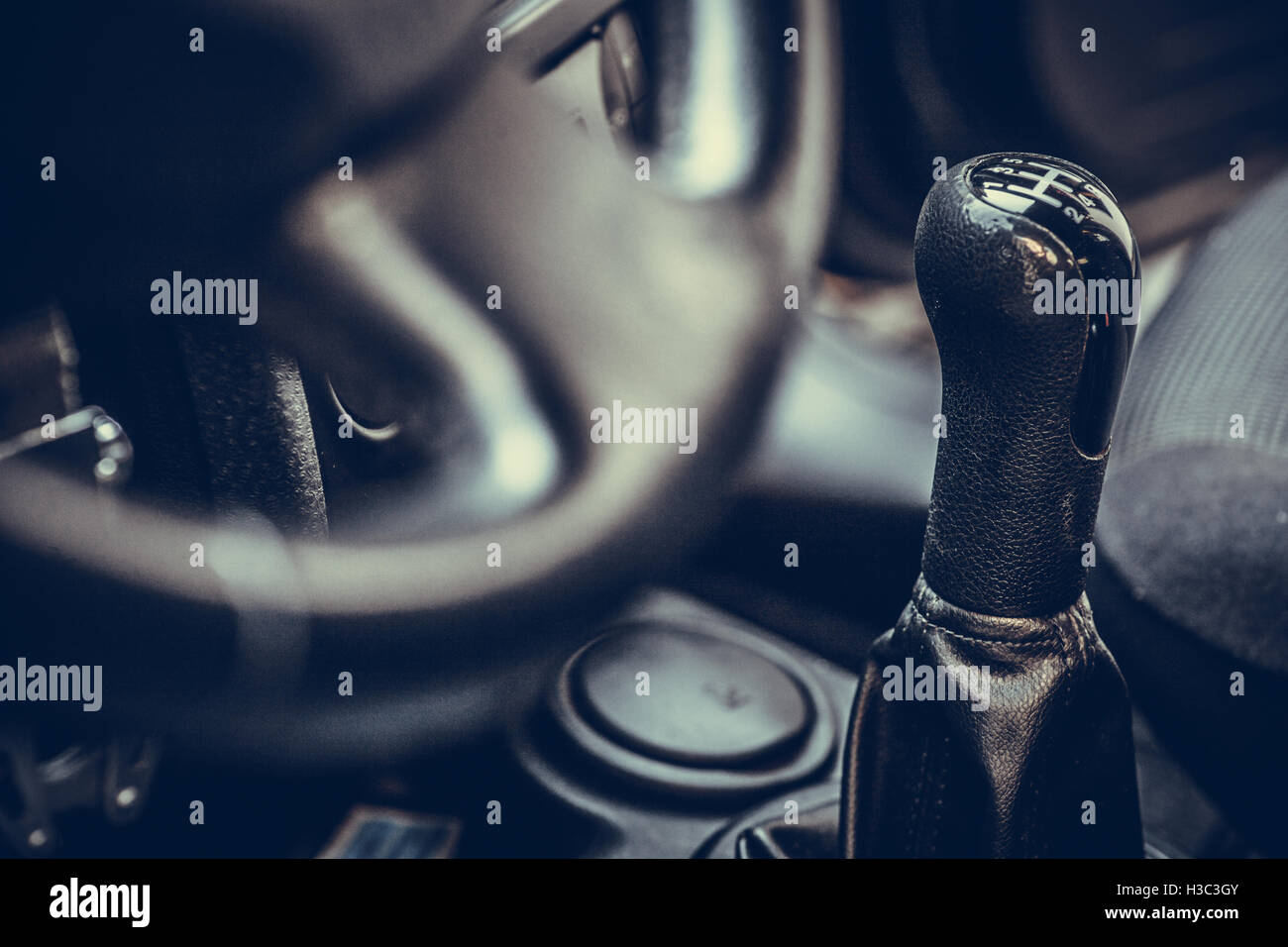 Close up shot of a car's gear shifter Stock Photo Alamy